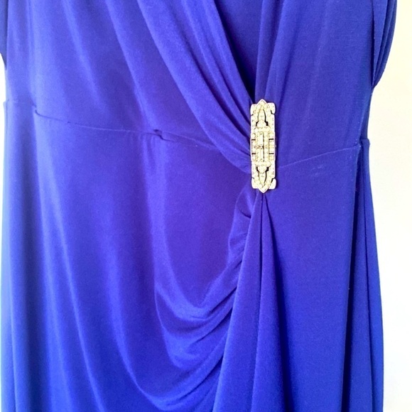 Ralph Lauren Parisian Ruched Floor Length Gown Size 8 Wrap Style Rhinestone Blue - Picture 3 of 12